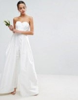 ASOS Bridal Jumpsuit in white – wide leg jumpsuits – strapless – sweetheart neckline – wedding outfits