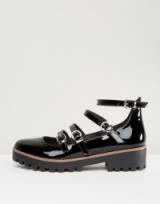 ASOS MAVERICK Chunky Flat Shoes Black. Patent flats | strappy footwear
