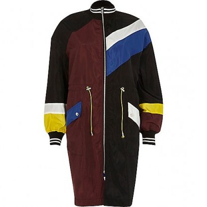 River Island black colour block anorak coat ~ long colourful anoraks ~ rain wear ~ spring coats - flipped