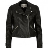 river island black leather quilted collarless biker jacket ~ moto jackets ~ casual luxe ~ fashion & style