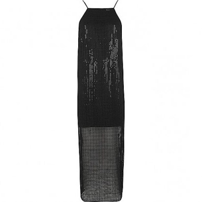 River Island black sequin maxi cami slip dress ~ strappy dresses ~ thin strap party fashion ~ spaghetti straps ~ evening wear ~ going out glamour - flipped