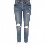 RIVER ISLAND Blue wash Alannah ripped relaxed skinny jeans -destroyed denim – distressed – casual fashion