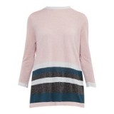 Ted Baker Colour By Numbers Zatta Pale Pink Metallic Stripe Jumper ~ metallic on jumpers ~ chic striped sweaters ~ knitwear