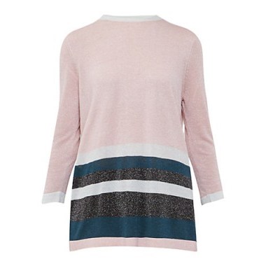 Ted Baker Colour By Numbers Zatta Pale Pink Metallic Stripe Jumper ~ metallic on jumpers ~ chic striped sweaters ~ knitwear - flipped