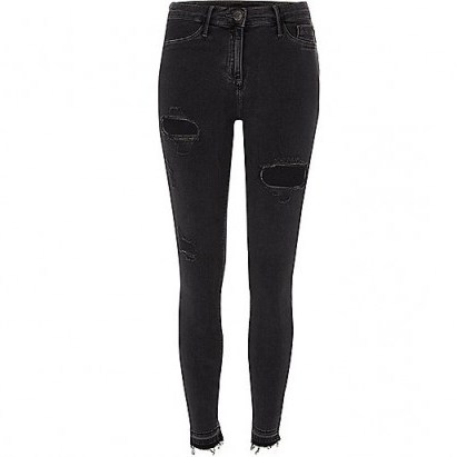 river island dark grey Molly ripped skinny jeggings ~ skinny jeans ~ fashion & style - flipped