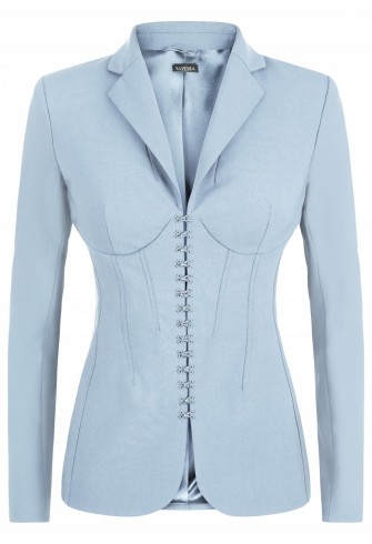 LA PERLA ~ ESSENTIALS BI-STRETCH COOL-WOOL CORSET JACKET Light Blue ~ luxury fitted jackets