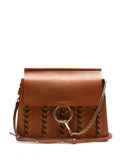 CHLOÉ Faye medium braid-embellished tan-brown leather shoulder bag ~ designer handbags ~ iconic bags
