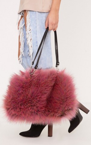 Pretty Little Thing JENA PINK FUR SHOULDER BAG ~ fluffy bags ~ handbags ~ accessories