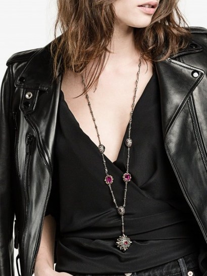 Alexander McQueen Jewelled Bullet Pendant Necklace ~ long bling necklaces ~ statement designer jewellery - flipped