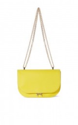 karen millen LEATHER SHOULDER BAG in YELLOW ~ colour pop bags ~ spring colours ~ chain strap handbags ~ chic accessories