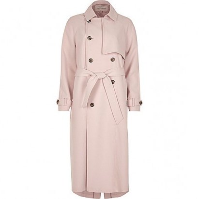 River Island light pink oversized trench coat ~ belted spring coats ~ chic outerwear - flipped