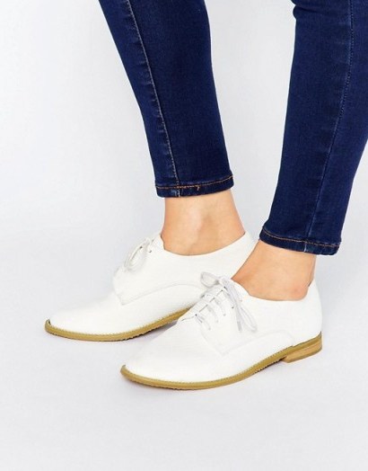 Lost Ink Hannah White Lace Up Flat Shoes -very smart – very swish! - flipped