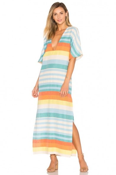 MARA HOFFMAN KIMONO DRESS ~ poolside kaftans ~ long beach dresses ~ stripe kaftan ~ chic pool fashion ~ beachwear - flipped