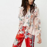 River Island Pink floral print frill sleeve blouse ~ frilled blouses ~ frilly tops ~ feminine fashion