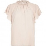 River Island Pink frill sleeve top ~ short sleeved frilly tops