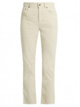 CHLOÉ Light Beige Scalloped-seam cropped corduroy trousers ~ designer pants ~ neutral tone ~ neutrals