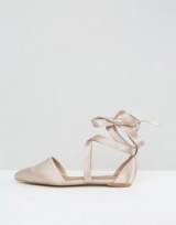 The March Tie Up Point Flat Shoes Nude. Ankle wrap flats | chic summer footwear