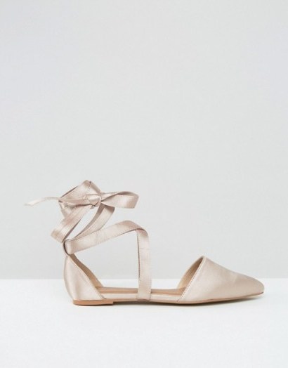 The March Tie Up Point Flat Shoes Nude. Ankle wrap flats | chic summer footwear - flipped