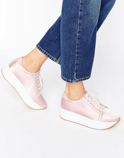 Vagabond Casey Pink Satin Flatform Trainers – love these pink trainers from ASOS - flipped