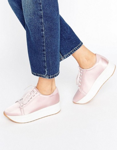 Vagabond Casey Pink Satin Flatform Trainers – love these pink trainers from ASOS