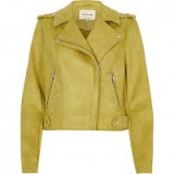 River Island yellow suede look biker jacket ~ casual jackets ~ spring outerwear ~ fashion