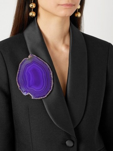 GIVENCHY Agate brooch ~ large blue stone brooches ~ statement jewellery - flipped
