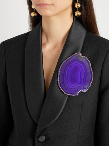 GIVENCHY Agate brooch ~ large blue stone brooches ~ statement jewellery