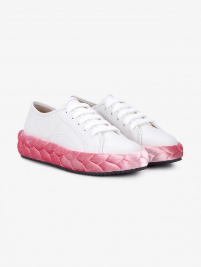 Marco De Vincenzo Braided Flatform Sneakers – white and pink trainers – sports luxe