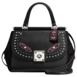 Coach Western Rivets Drifter Black Leather Carryall Grab Bag – top handle bags – embellished handbags – luxury shoulder bags
