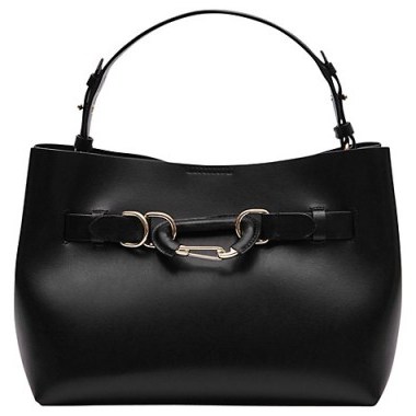 Reiss Broadway Black Leather Tote Bag – stylish bags – chic handbags - flipped
