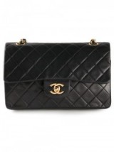 CHANEL VINTAGE small double flap bag ~ black leather quilted bags