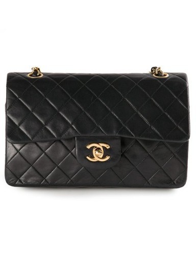 CHANEL VINTAGE small double flap bag ~ black leather quilted bags - flipped