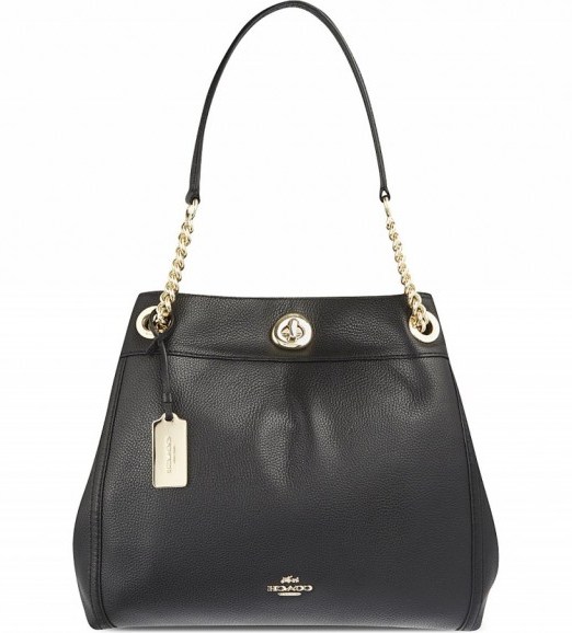 COACH Edie Black leather shopper – chic shoulder bags – stylish handbags - flipped