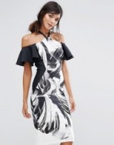 Coast Waldorf Halter Neck Shift Dress Mono – black and white halterneck party dresses – cold shoulder occasion fashion