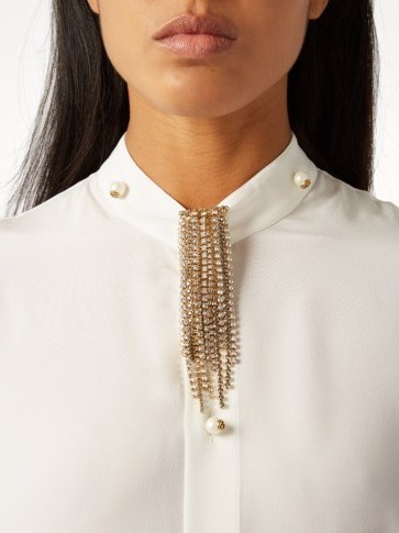LANVIN Crystal-embellished fringed brooch ~ large fringe statement brooches ~ designer fashion jewellery - flipped
