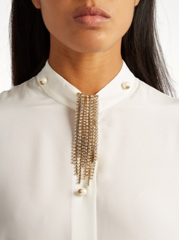 LANVIN Crystal-embellished fringed brooch ~ large fringe statement brooches ~ designer fashion jewellery