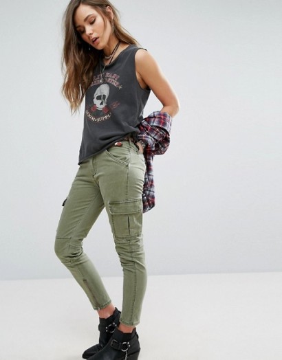 Denim & Supply by Ralph Lauren Cargo Trousers Green. Skinny pants | casual fashion