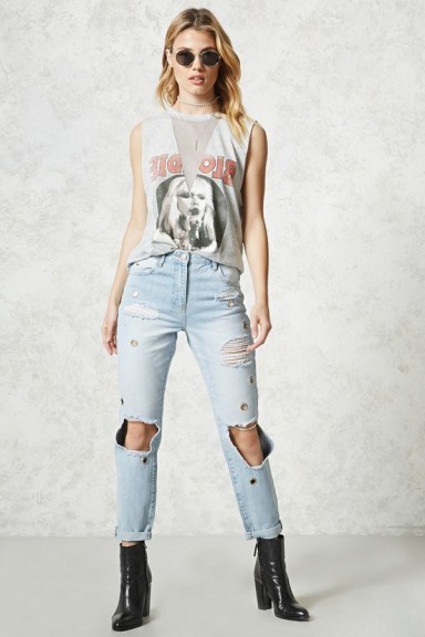Forever 21 Distressed Grommet Jeans - flipped
