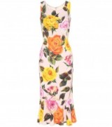 DOLCE & GABBANA Rose Printed crêpe dress with frill hem ~ Italian designer clothing ~ spring/summer chic ~ elegant fitted dresses