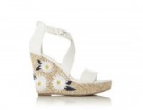 Dune KESHA White Flower Embroidered Raffia Wedge Sandal. Summer wedges | high heels | floral wedged sandals