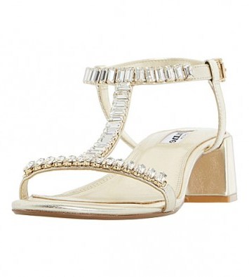 DUNE Malie jewelled metallic leather sandals gold ~ leather jewel embellished strappy sandal ~ luxe summer shoes ~ metallics - flipped