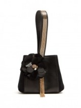 LANVIN Flower-appliqué black leather and suede clutch ~ beautiful bags ~ luxury designer handbags ~ occasion accessories ~ style statement
