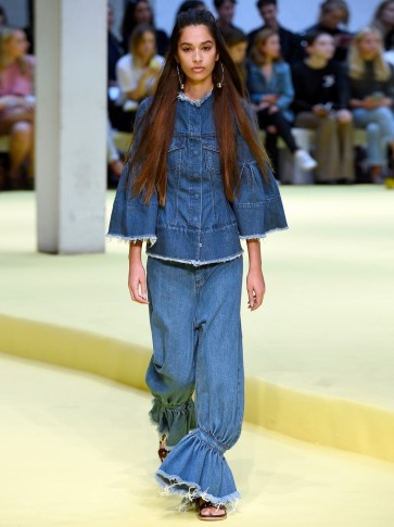 Marques’Almeida Ruffled Frayed Low-Rise Flared Jeans