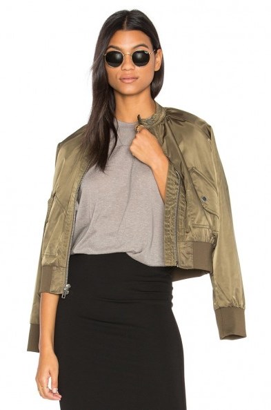 FREE PEOPLE MIDNIGHT BOMBER in MOSS. Casual jackets | outerwear - flipped
