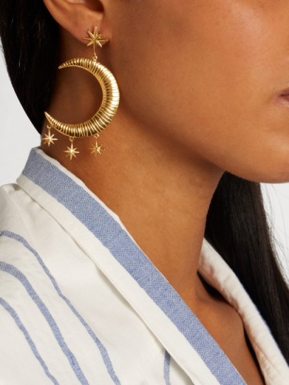 MARTE FRISNES Freya gold-plated earring ~ large statement single earrings ~ moon and stars jewellery