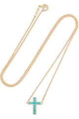 JENNIFER MEYER 18-karat gold turquoise necklace