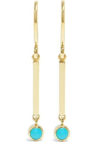 JENNIFER MEYER Mini Stick 18-karat gold turquoise earrings - flipped