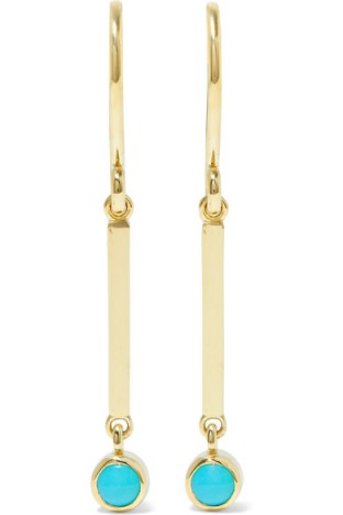 JENNIFER MEYER Mini Stick 18-karat gold turquoise earrings