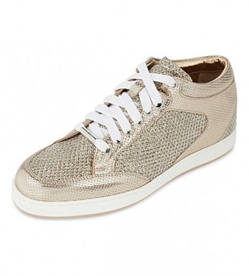 JIMMY CHOO Miami metallic glitter trainers tea rose ~ metallics ~ luxe sneakers ~ luxury sports shoes - flipped