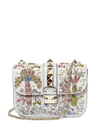 VALENTINO Lock medium embellished leather shoulder bag ~ bling bags ~ designer handbags ~ statement accessory - flipped